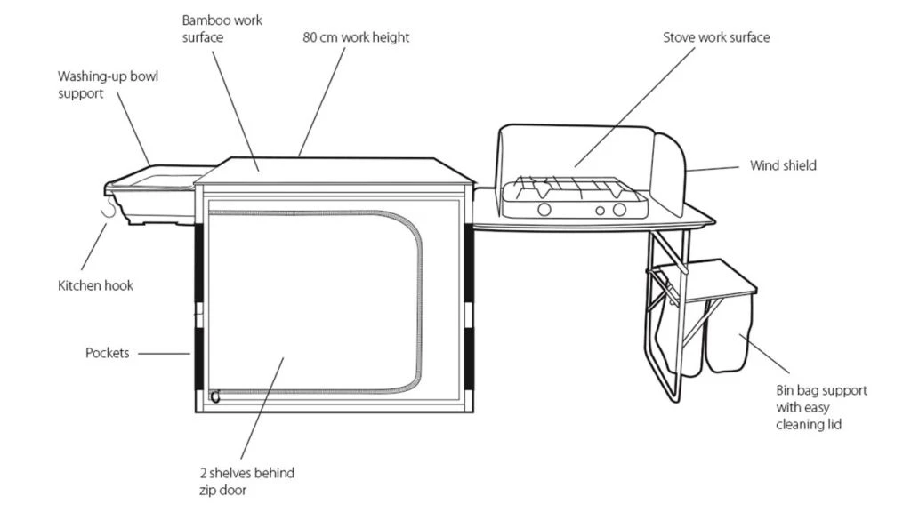 Outwell Padres Kitchen Table With Bamboo Table Top & Side Unit 3 Outwell Padres Kitchen Table With Bamboo Table Top & Side Unit - Image 3