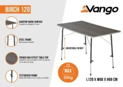 Vango Birch 120 Table -Fiama Camping Shop birch 120 infographic medium
