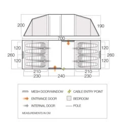 Vango Castlewood 800XL Tent Package -Fiama Camping Shop floorplan castlewood 800xl