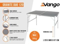 Vango Granite Duo 120 Table -Fiama Camping Shop granite duo 120 infographic medium