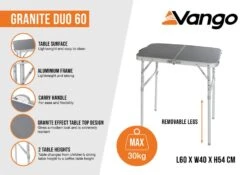 Vango Granite Duo 60 Table -Fiama Camping Shop granite duo 60 infographic medium